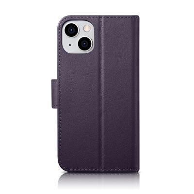 2. iCarer Wallet Case 2in1 Case iPhone 14 Leder Flip Cover Anti-RFID Dunkellila (WMI14220725-DP)