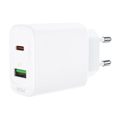 6. Acefast Wandladegerät USB Typ C / USB 20W, PPS, PD, QC 3.0, AFC, FCP weiß (A25 weiß)
