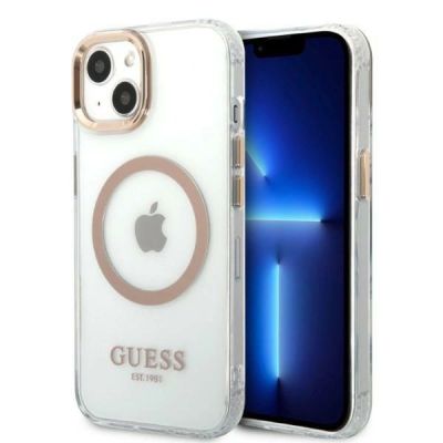 Guess GUHMP13MHTRMD iPhone 13 6.1 "Gold / Gold Hartschalenetui Metal Outline Magsafe