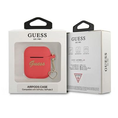 3. Guess, GUA2LSCHSR AirPods decken rot/rote Silikon-Charm-Herzkollektion ab