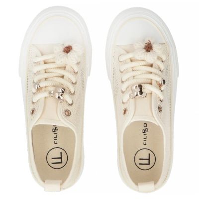 4. Damen-Sneaker aus Mesh mit Plateausohle, beige, Filippo DTN7855