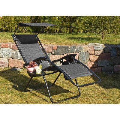 5. Klappbarer Gartenstuhl mit Sonnendach 173 x 52/65 x 110 cm, Grau