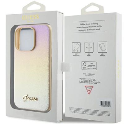 8. Guess GUHCP15XPSAIRSD iPhone 15 Pro Max 6,7" Gold/Gold Hardcase Saffiano Iridescent Script