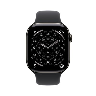 2. Apple Watch Series 11 GPS + Cellular 42mm Gehäuse aus schiefergrauem Titan mit schwarzem Sportarmband - S/M (MF8R4ZR/A)
