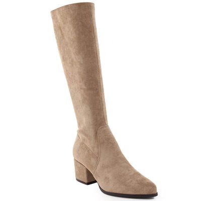 9. Damen-Wildlederstiefel mit Absatz in Beige Sergio Leone KZ212