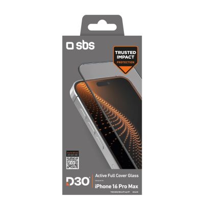 2. SBS Tempered Glass D3O gehärtetes Glas mit Rahmen für iPhone 16 Pro Max