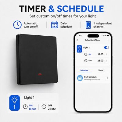 10. QOLTEC LICHT-EIN/AUS-SCHALTER | 1-KANAL | WLAN | TIMER | TUYA | SCHWARZ