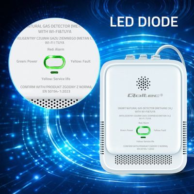4. QOLTEC ERDGASLECKSENSOR | CH4-DETEKTOR | NG | TUYA | WLAN | 85DB-ALARM | LED