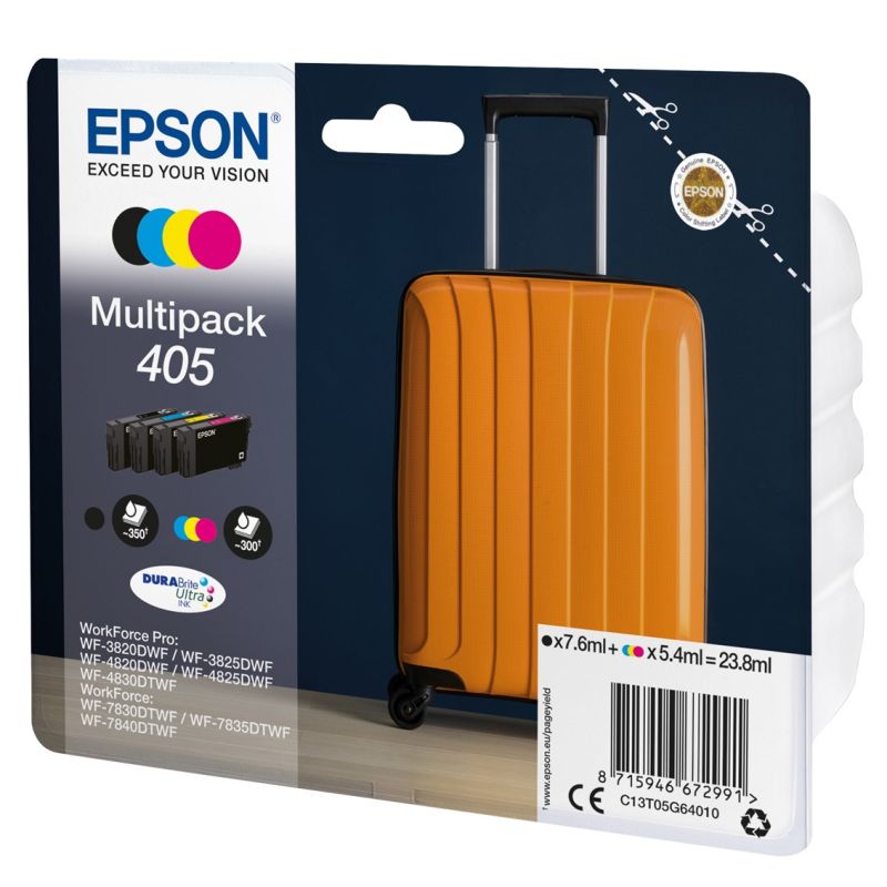 2. Epson 405 DURABrite Ultra Tintenpatrone, 1 Stück, Original, Standardreichweite, Schwarz, Cyan, Magenta, Gelb