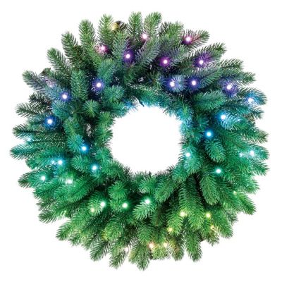 2. Twinkly Vorbeleuchteter Kranz – 50 RGB-LEDs, Regal 24" grünes Kabel, Steckertyp C