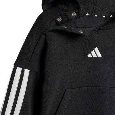 12. adidas Essentials Jogginghose mit 3 Streifen, Fleece-Hoodie, Trainingsanzug für Kinder, Schwarz JD6484