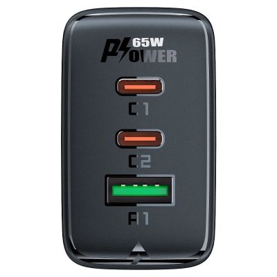 8. Acefast Schnellladegerät GaN (2x USB-C / USB-A) PPS / PD / QC4+ 65W weiß (A41)