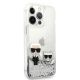 4. Karl Lagerfeld Liquid Glitter Karl&Choupette iPhone 13 Pro / 13 6.1" Hülle - Silber