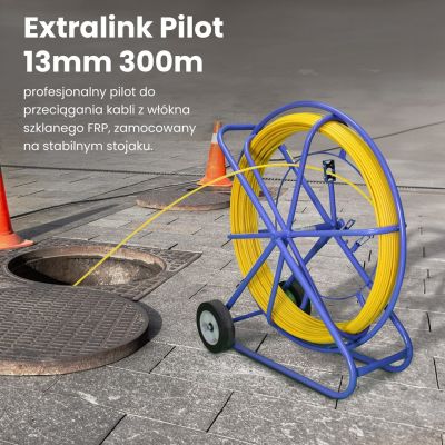 3. Extralink Pilot-Kabelzieher Pilot 13 mm 300 m GFK-Glasfaser, Durchmesser 13 mm, Länge 300 m, Gelb