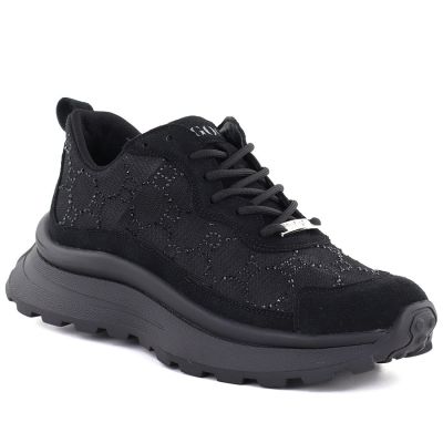 Damen-Sneaker mit Mesh und Strasssteinen, schwarz, Goe TT2N4041