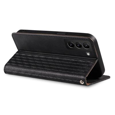 9. Magnetband Hülle Hülle für Samsung Galaxy S22+ (S22 Plus) Tasche Geldbörse + Mini Lanyard Anhänger Schwarz