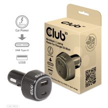 CLUB3D CAC-1922 Schwarzes automatisches Feuerzeug-Ladegerät für Mobilgeräte und Laptops