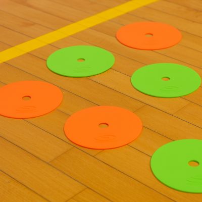 6. Flache Spielfeldmarkierungen - rund 15 cm - 12x orange SMJ sport ZPO-O
