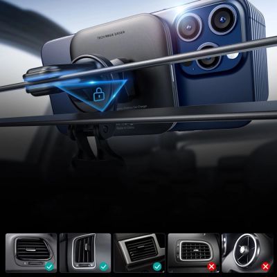 4. ESR Halolock Magnetische QI2-Autohalterung mit MagSafe 15W-Induktionsladegerät für Lüftungsschlitze – Schwarz