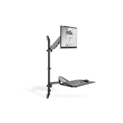 31. Einzelner, wandmontierter Monitorarm mit LCD-Bildschirm und Tastatur, max. 32 Zoll, max. 8 kg, neig- und schwenkbar