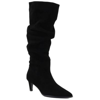10. Damen-Lederstiefel, gerüscht, schwarz, Vinceza ZHI27-89167