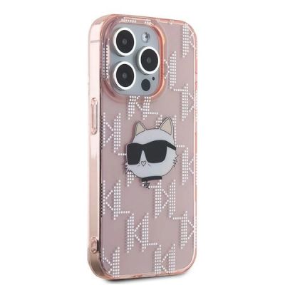 4. Karl Lagerfeld IML Choupette Head & Monogram Hülle für iPhone 15 Pro Max – Rosa