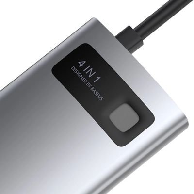 4. Baseus Metal Gleam 4in1 Multifunktions-HUB USB Typ C - USB Typ C Stromversorgung 100 W / HDMI 4K 30 Hz / 1x USB 3.2 Gen 1 / 1x USB 2.0 (CAHUB-CY0G)