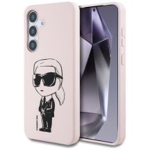 Karl Lagerfeld Silikon Graffiti Ikonik gedrucktes Logo MagSafe Samsung Galaxy S25 Hülle rosa