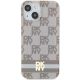 3. DKNY IML Checkered Mono Pattern & Printed Stripes MagSafe-Hülle für iPhone 15 / 14 / 13 – Beige