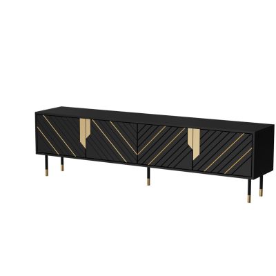 4D MOUNTAIN TV-Schrank 204x40x55 schwarz + gold
