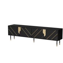 4D MOUNTAIN TV-Schrank 204x40x55 schwarz + gold