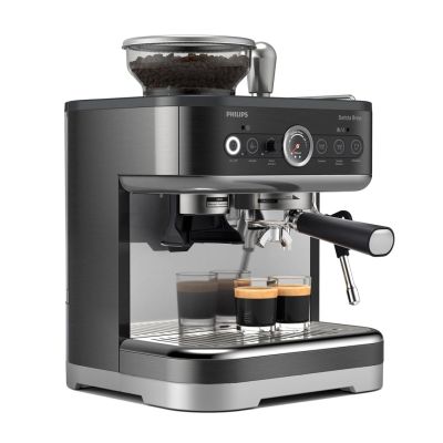 21. Philips PSA3218/10 Kaffeemaschine Barista Brew, 15 bar Pumpendruck, integrierter Milchaufschäumer, halbautomatisch, 1350 W, Schwarz