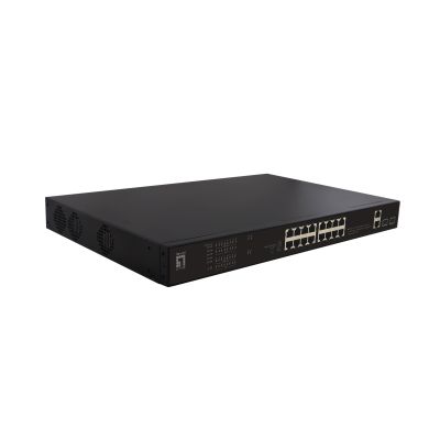 LevelOne FGP-2031 Netzwerk-Switch, unmanaged Fast Ethernet (10/100), PoE-Unterstützung, 1 HE, Schwarz