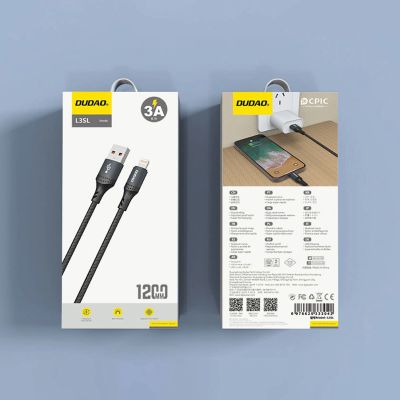 3. Dudao 3A 30W L3SL USB-A - Lightning Kabel geflochten 1,2 m - Schwarz