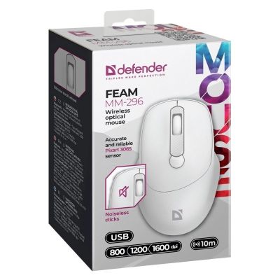 DEFENDER MAUS FEAM MM-296 RF SILENT WHITE