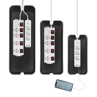 6. LogiLink KAB0077 Kabelorganisator Universal-Kabelbox Schwarz 3 Stück.
