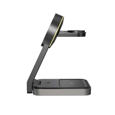3. Tech-Protect QI15W-A28 induktives MagSafe 3in1 Ladegerät mit Ständer für Smartphone / Apple Watch / AirPods – Schwarz
