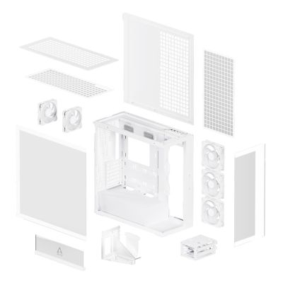8. Arctic Xtender Weiß Transparentes Glasfenster mit GPU-Halterung