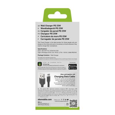 2. SBS TETR1CPD25 25-W-USB-C-Wandladegerät mit Power Delivery – Schwarz