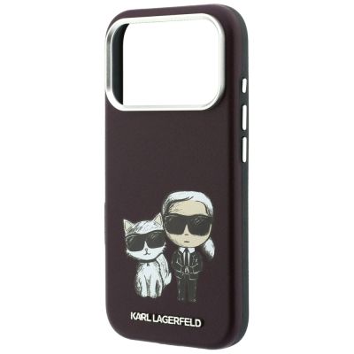 6. Karl Lagerfeld Smooth Karl & Choupette Bodies Sketch MagSafe Hülle für iPhone 18 Pro / 17 Pro - bordeauxrot