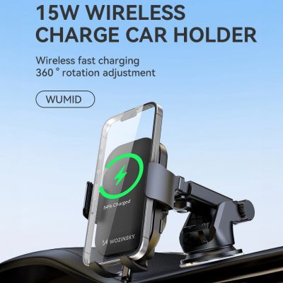 6. Wozinsky WUMID Auto-Armaturenbrett-Telefonhalterung mit 15 W induktivem Ladegerät, Schwarz