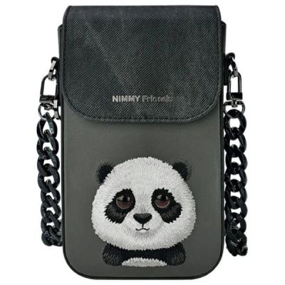 2. Nimmy Big Eyed Pet 2.0 Panda 3-in-1 Handytasche + Geldbörse + Tracker-Hülle - Schwarz