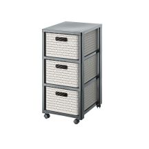 ROTHO Großes Regal mit 3 Schubladen COUNTRY Cappuccino/Anthrazit