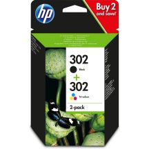 HP Tintenpatronen-Set HP 302+HP 302, HP302+HP302=X4D37AE, inklusive Schwarz und Farbe, F6U66AE+F6U65AE