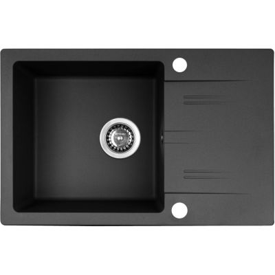 PYRAMIS LEFKADA Waschbecken (68x44) 1B 1D schwarz + Flessi Black Edision Wasserhahn - 070 260611F