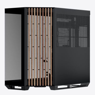 4. APNX V1 PC-Gehäuse, Midi-Tower, ATX, gehärtetes Glas, Holz, schwarz