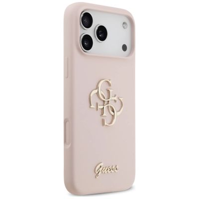 4. Guess Silikonhülle mit großem 4G-Schriftzug für iPhone 17 Pro Max – Pink