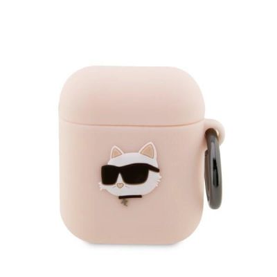 Karl Lagerfeld KLA2RUNCHP AirPods 1/2 Cover Pink/Pink Silikon Choupette Head 3D