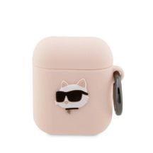 Karl Lagerfeld KLA2RUNCHP AirPods 1/2 Cover Pink/Pink Silikon Choupette Head 3D