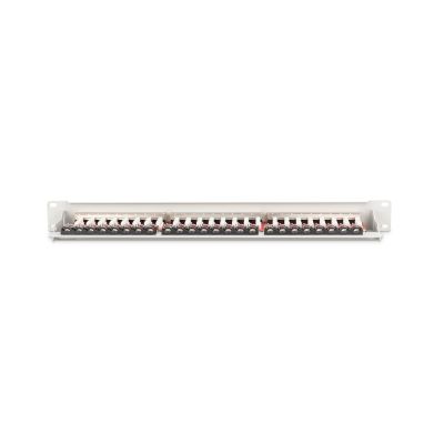 4. Digitus Patchpanel 19 Zoll, 24x RJ45, LSA-Level, Cat. 6A, geschirmt, 1 HE, grau, Kabelführung